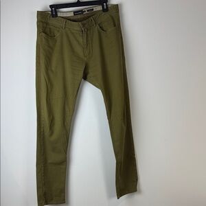 Massimo Dutti Khaki Slim Fit Patterned Trousers Size 34